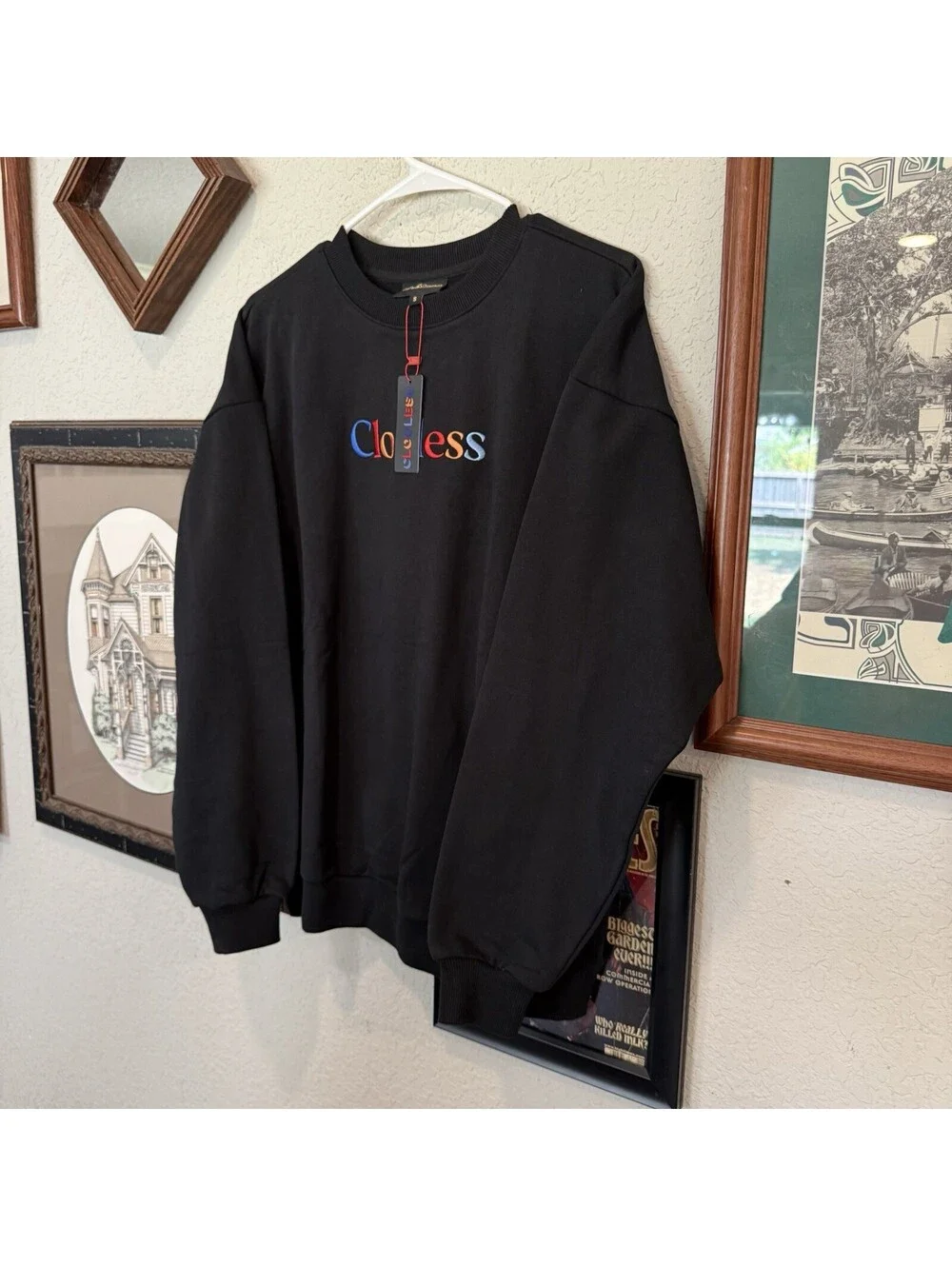 NWT Clooless Mens Primary Logo Designer Crewneck Sweatshirt Size Small